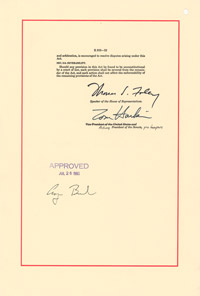 Signatory page of the ADA that shows the signature of President H.W. Bush.